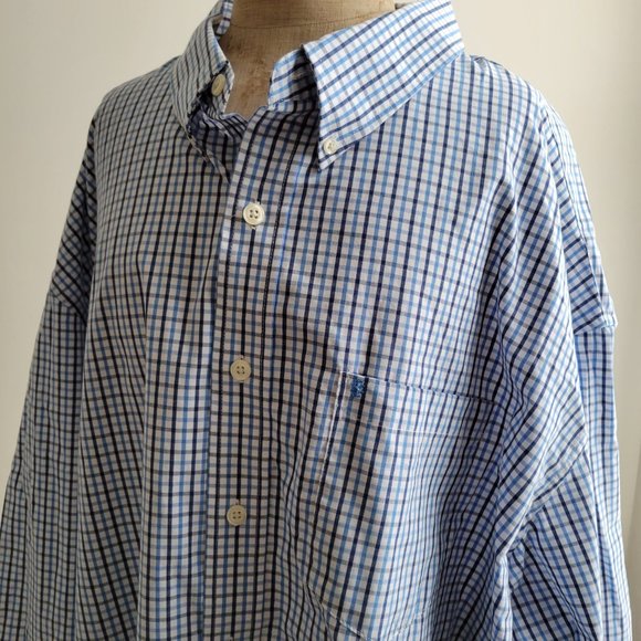 IZOD Mens Big & Tall Classic Fit Long Sleeve Plaid Button-Down Shirt - Picture 3 of 9
